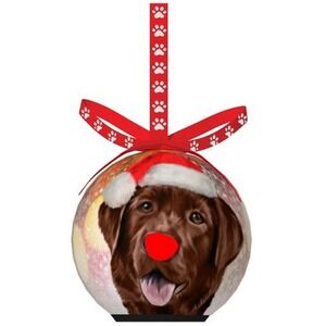 Twinkling Treasures 3D Blinking Christmas Ornament - 3.5" - CHOCOLATE LABRADOR